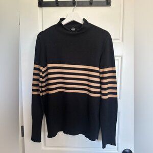 French Connection Black and Tan Turtleneck Sweater